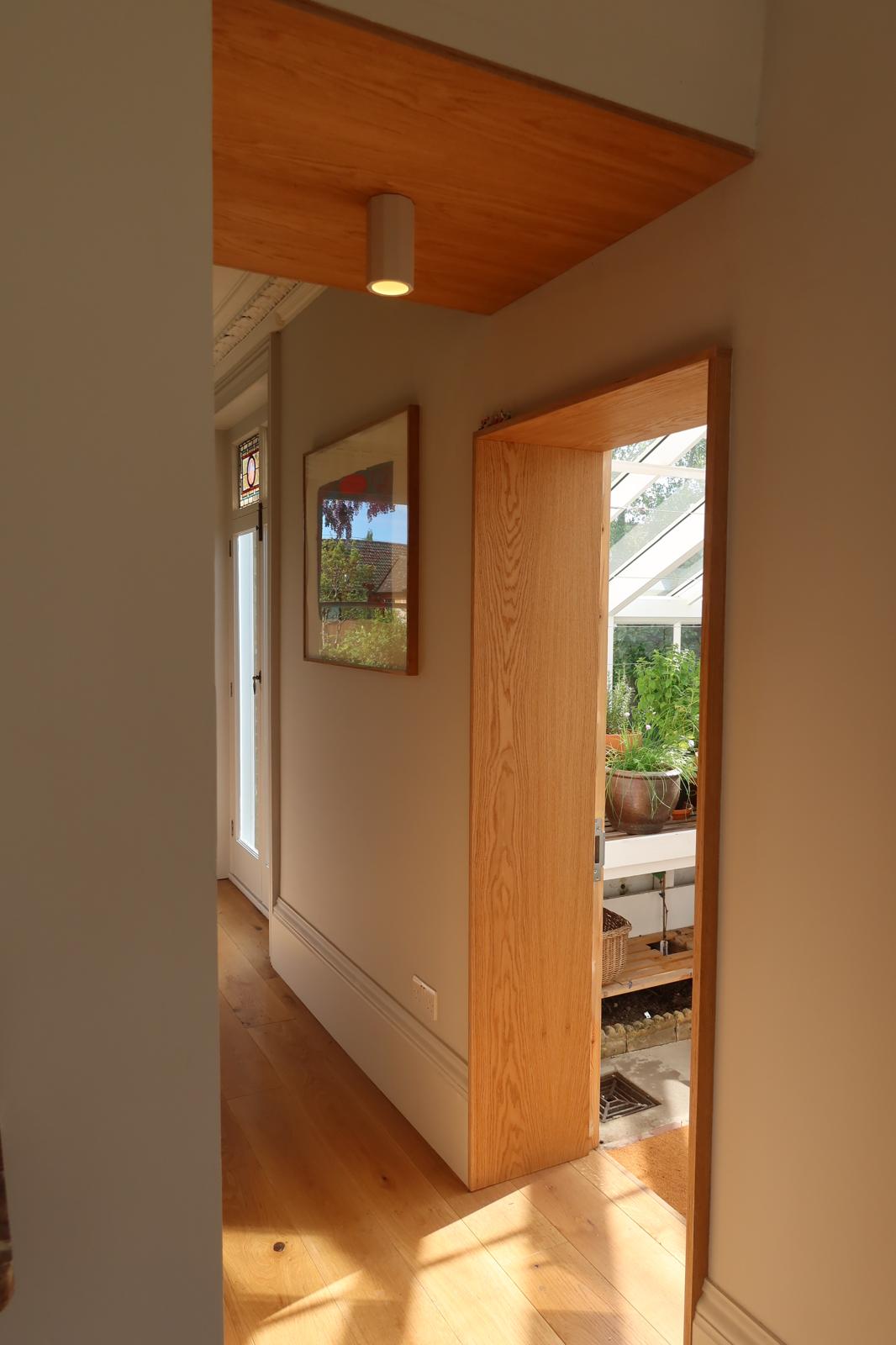Natural Oak door framing panels.
