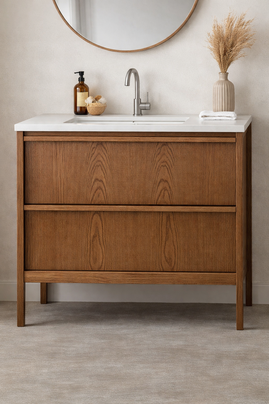 KindRoot brown oak bathroom vanity